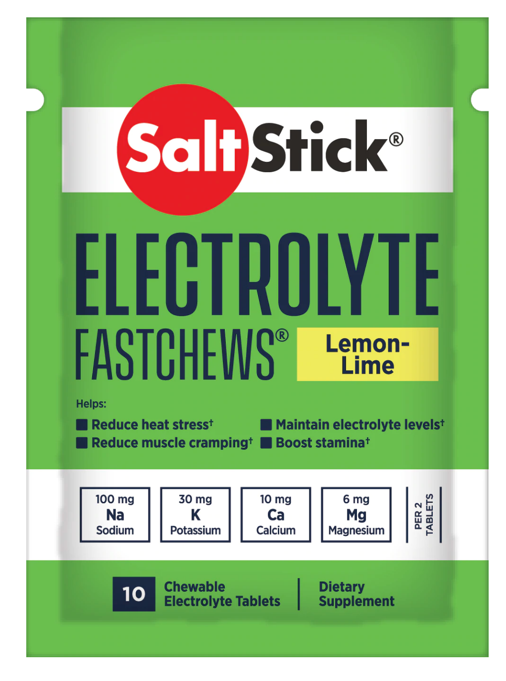 SaltStick salttabletter  120 stk. – Kosttilskud – Box med 12 pakker Fastchews Lemon- lime